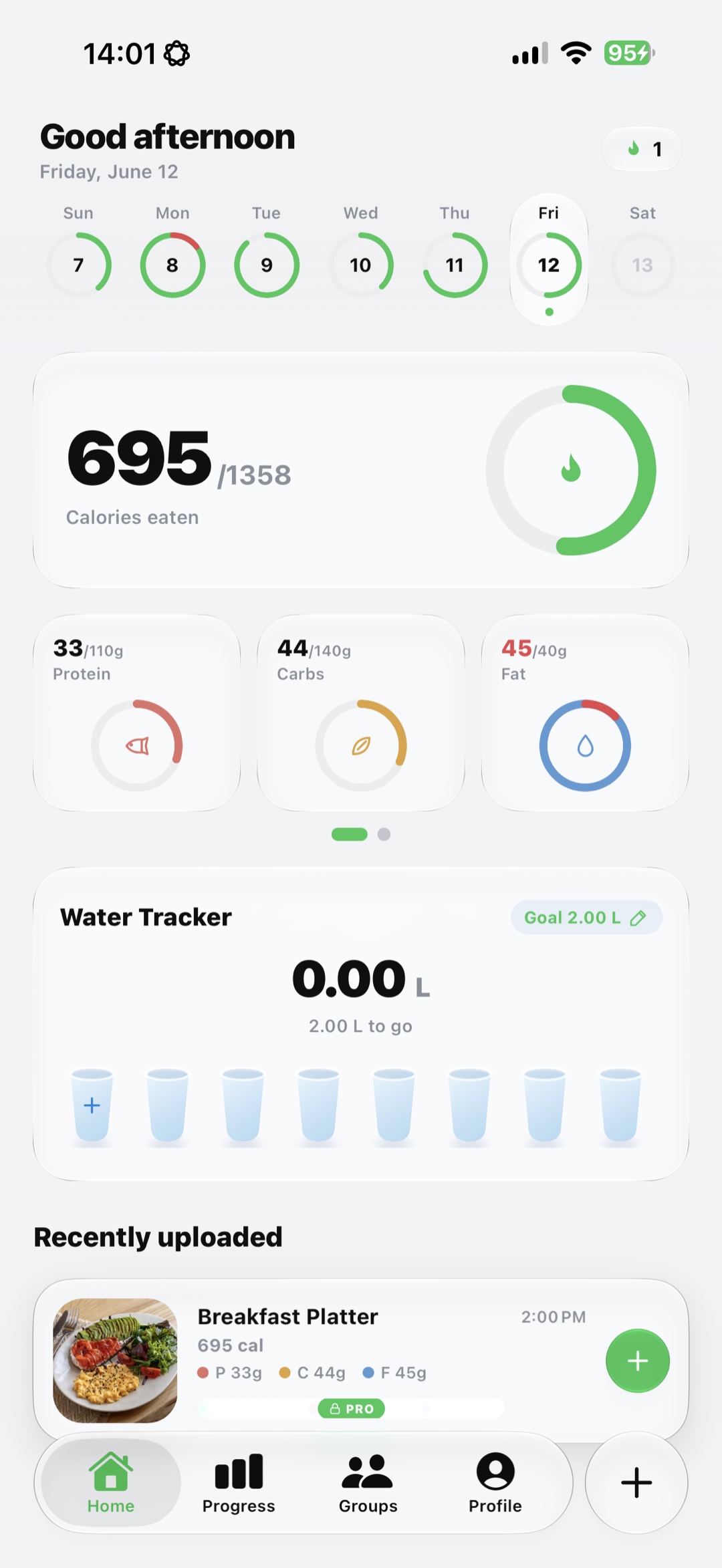 Milorium app — home screen